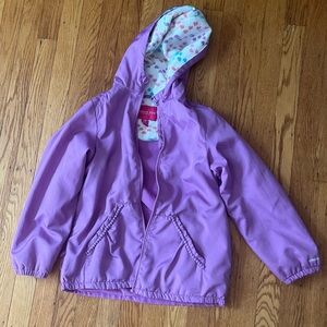 London Fog kids purple raincoat with cutest Pom details and warm inside layer